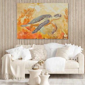 Amber Tide Turtle - Luxury Wall Art