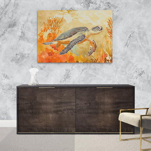 Amber Tide Turtle - Luxury Wall Art