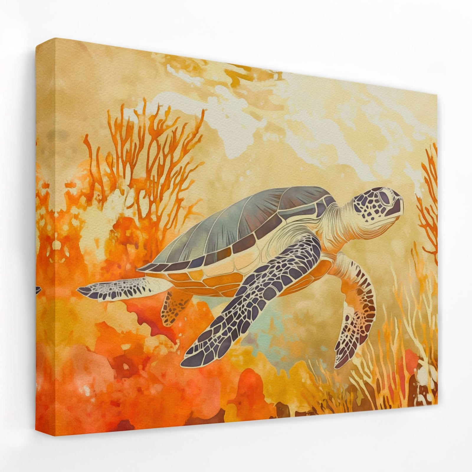 Amber Tide Turtle - Beach Canvas Wall Art