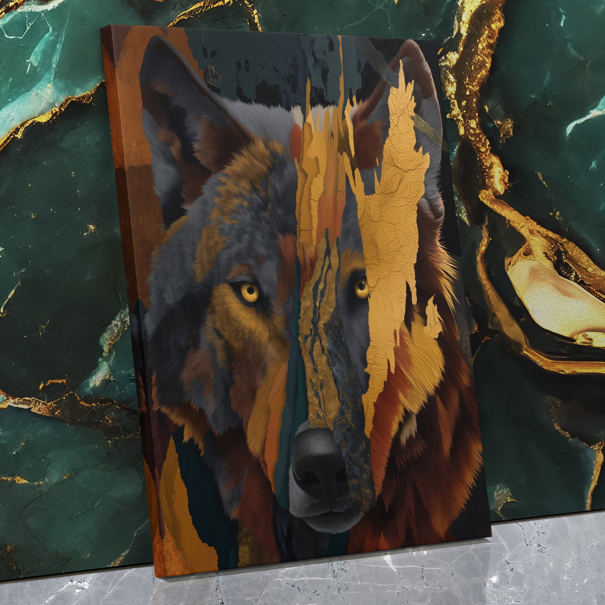 Amber Wolf Fragment - Luxury Wall Art