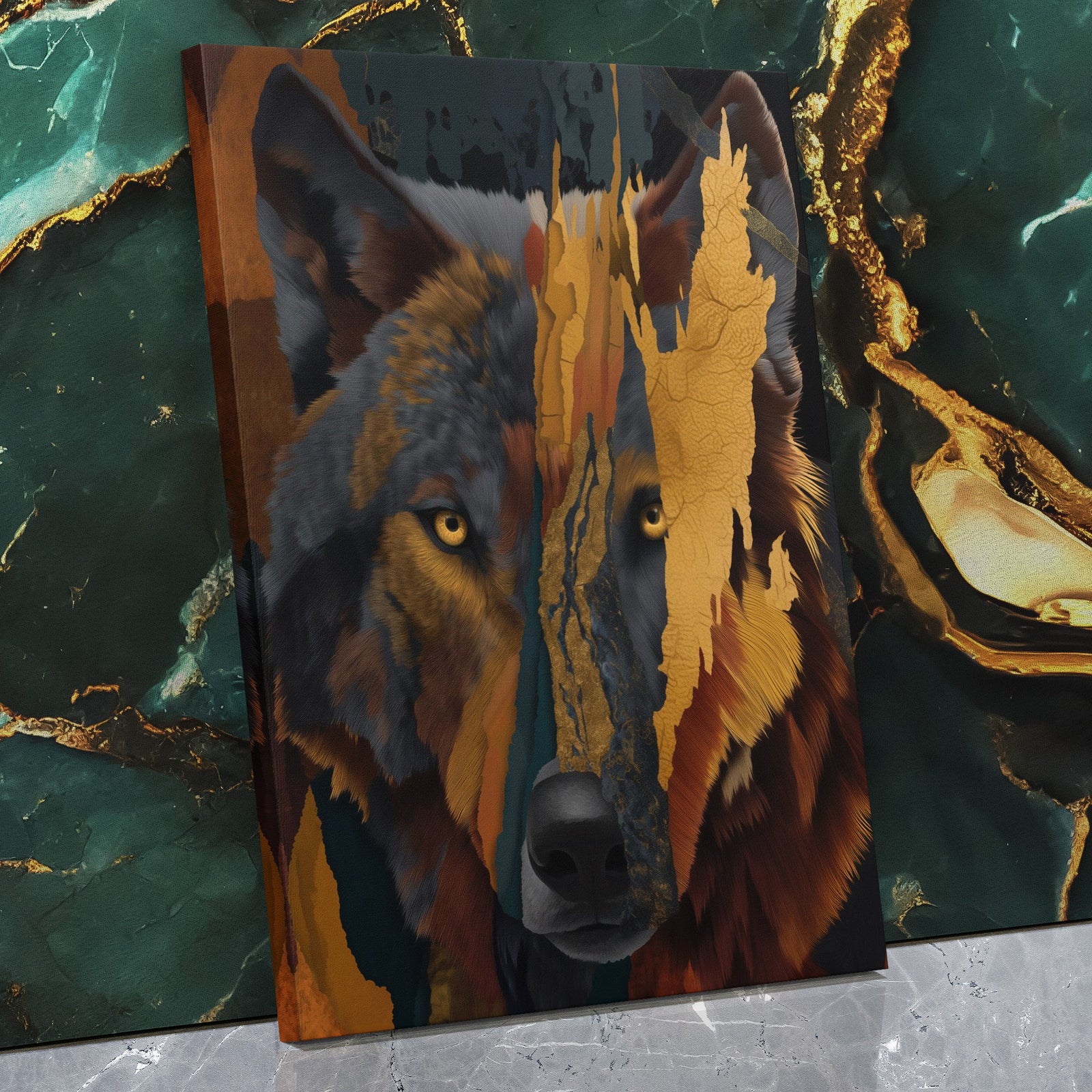Amber Wolf Fragment - Luxury Wall Art