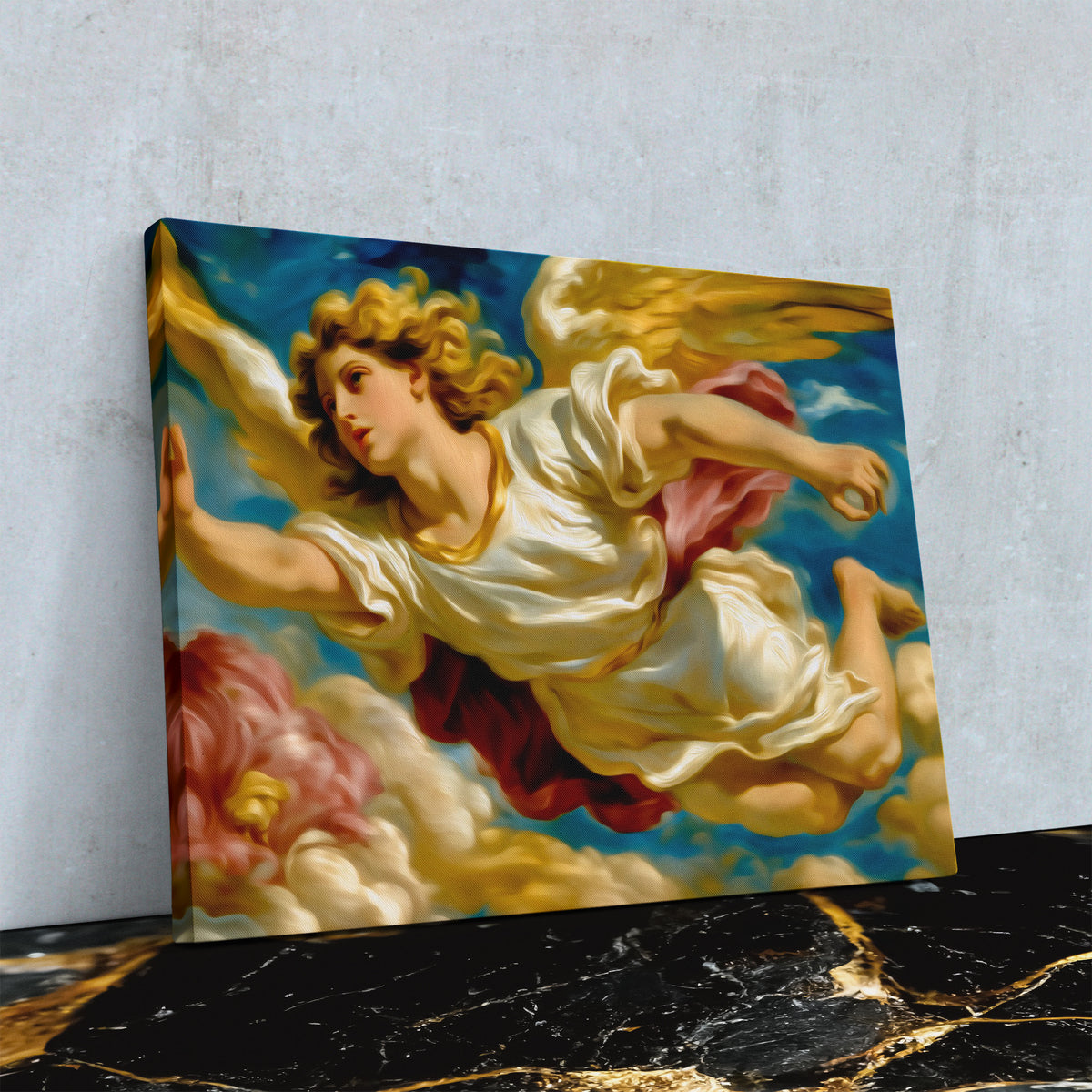 Angel's Golden Ascent - Large Canvas Print