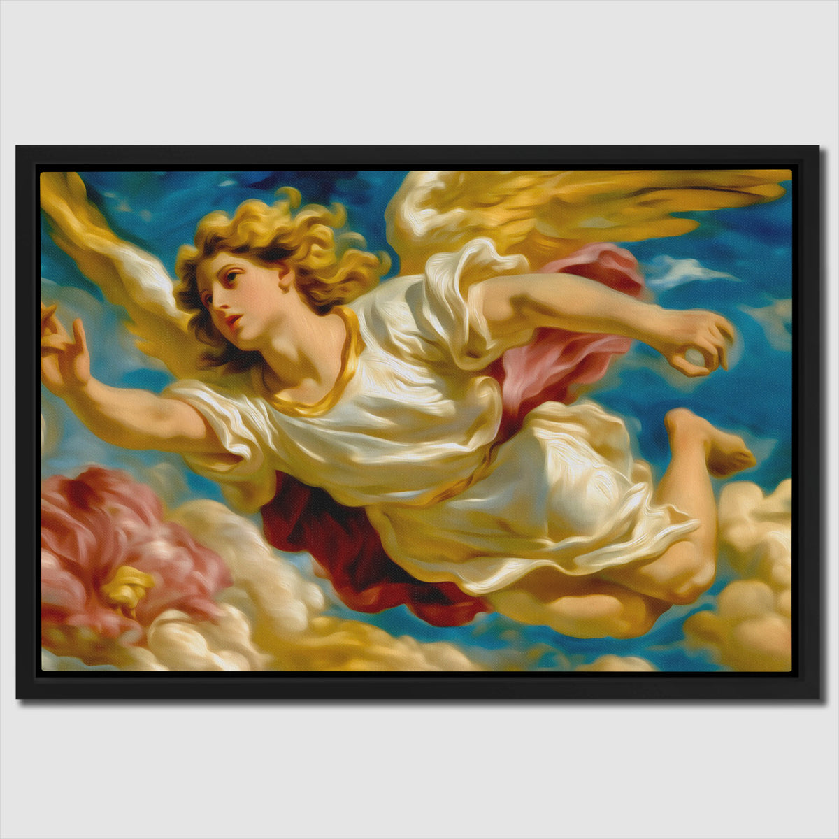 Angel's Golden Ascent - Angel Canvas Wall Art