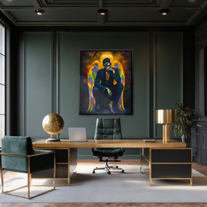 Angel's Weighty Crown - Angelic Wall Art in Black Frame