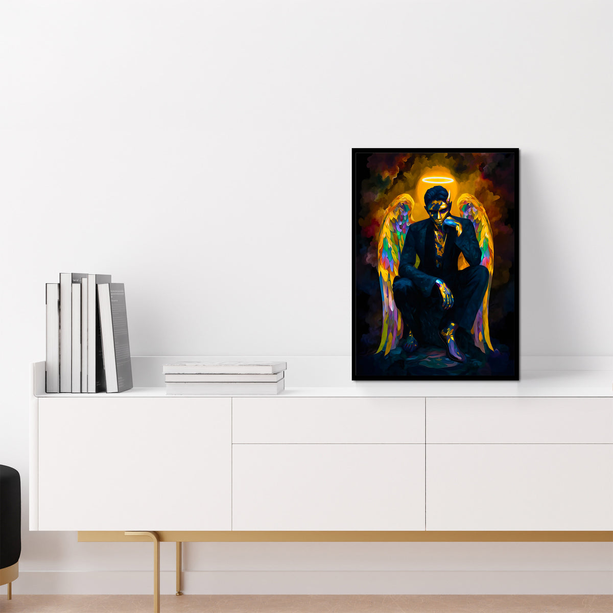 Angel's Weighty Crown - Figurative Colorful Canvas Wall Art