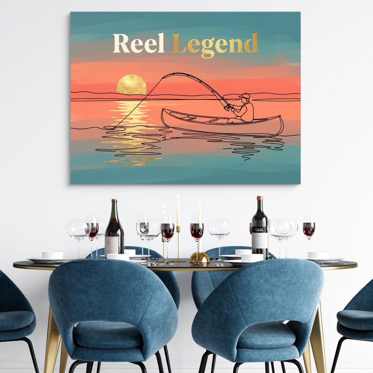 Angler Golden Sunset - Luxury Wall Art