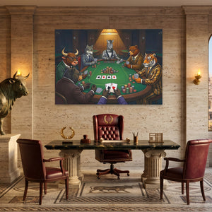Animal Poker Night canvas wall art, room view