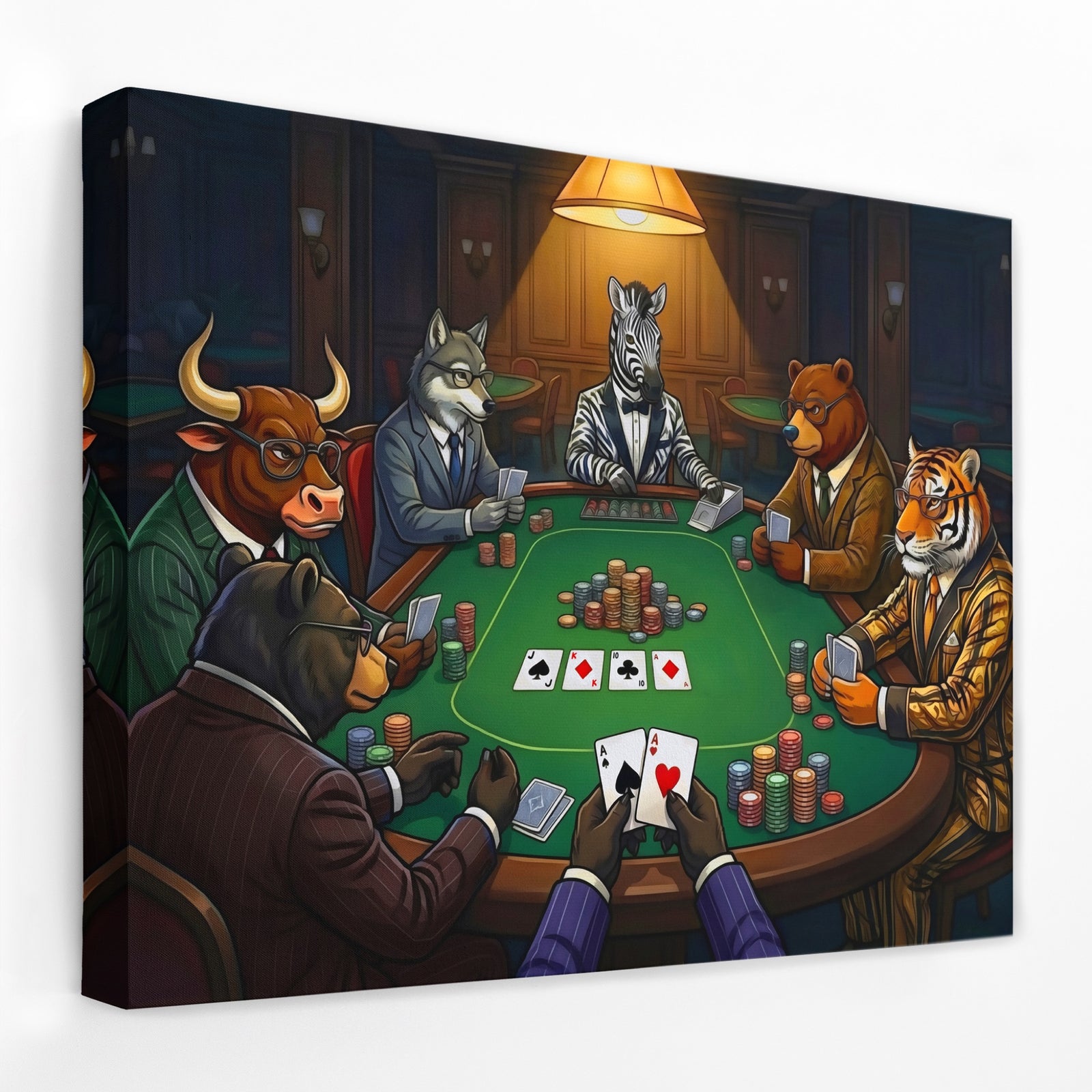 Animal Poker Night — Animal Poker Night Landscape   Side View   Mirror Wrap 85