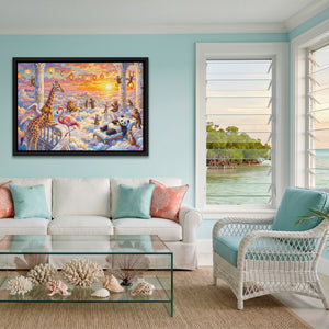 Animals Heavenly Sunset canvas wall art, room view
