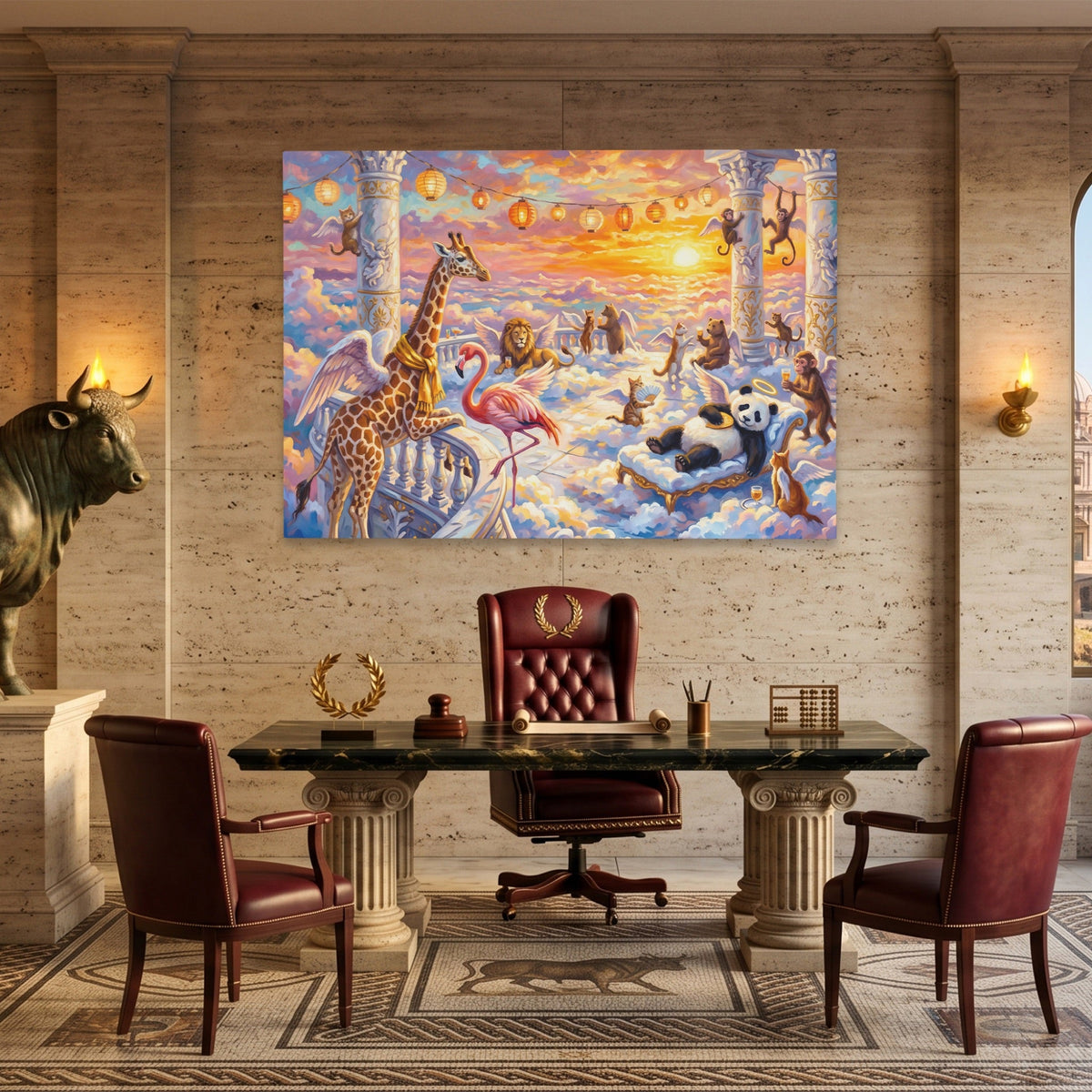 Animals Heavenly Sunset canvas wall art, room view