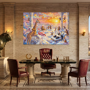 Animals Heavenly Sunset canvas wall art, room view