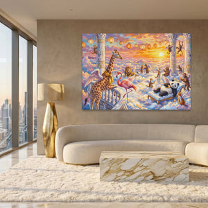 Animals Heavenly Sunset canvas wall art, room view