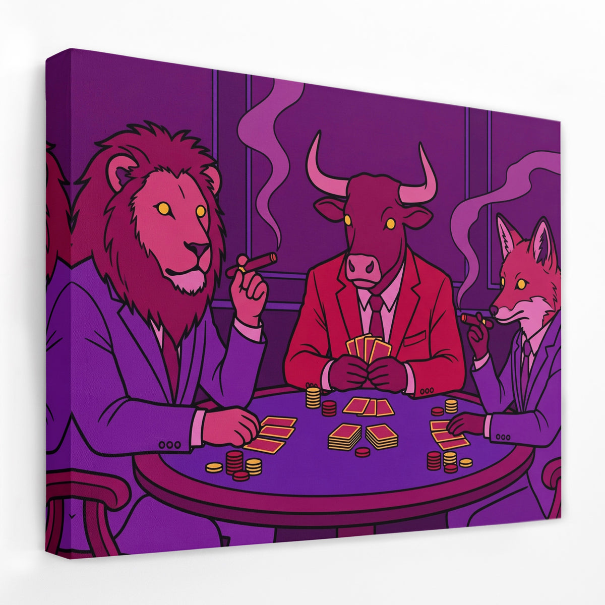 Animals Midnight Poker — Animals Midnight Poker Landscape   Side View   Mirror Wrap 132