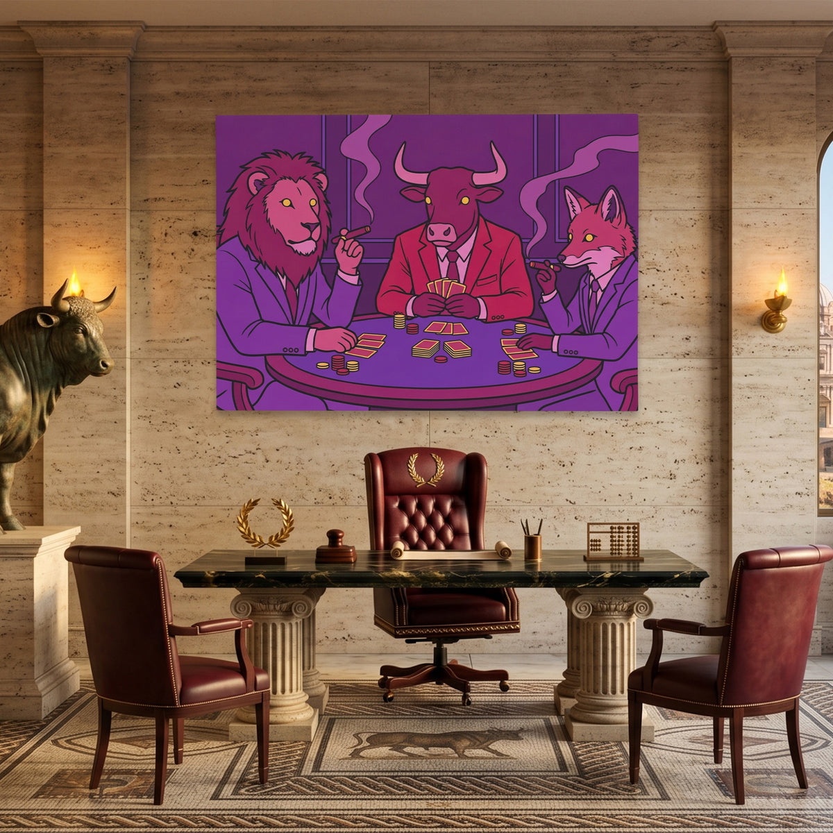 Animals Midnight Poker — Animals Midnight Poker Italian Bullish Land 96