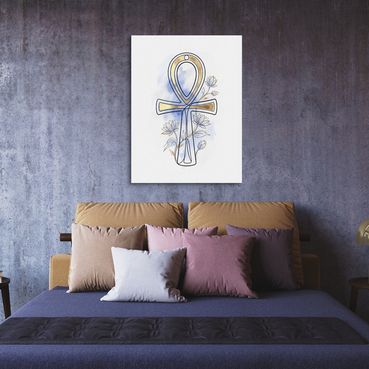 Ankh Golden Lotus — ankh golden lotus sq purple room 1port flush print