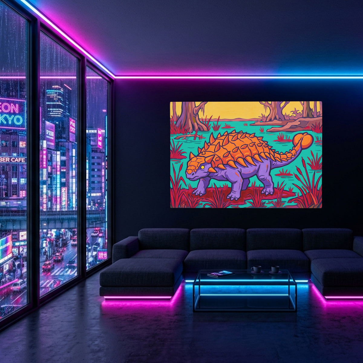 Ankylosaurus Swamp Guardian — Ankylosaurus Swamp Guardian Blue Pink Neon Room Land 7