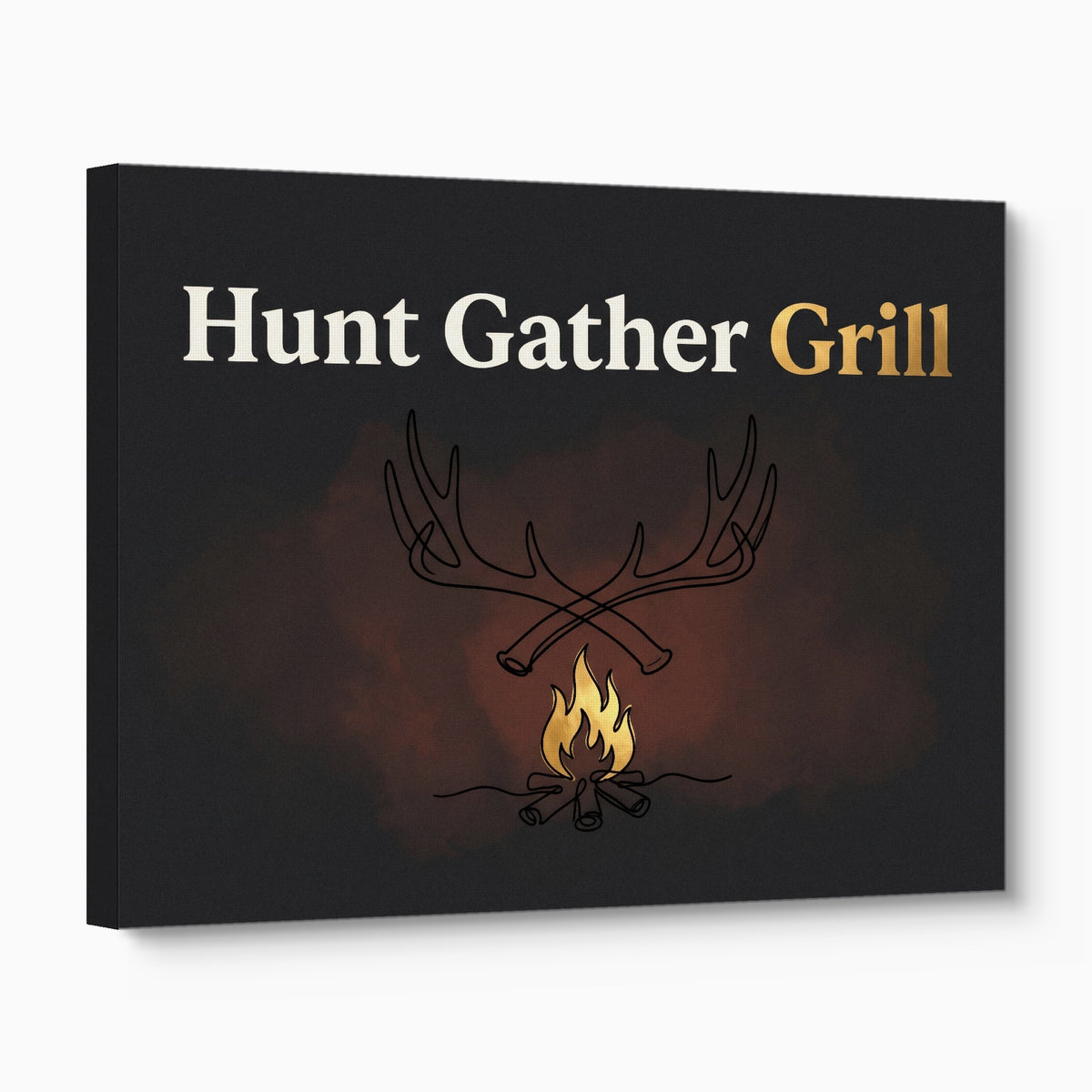 Antlers Campfire Glow — antlers campfire glow angled flush print