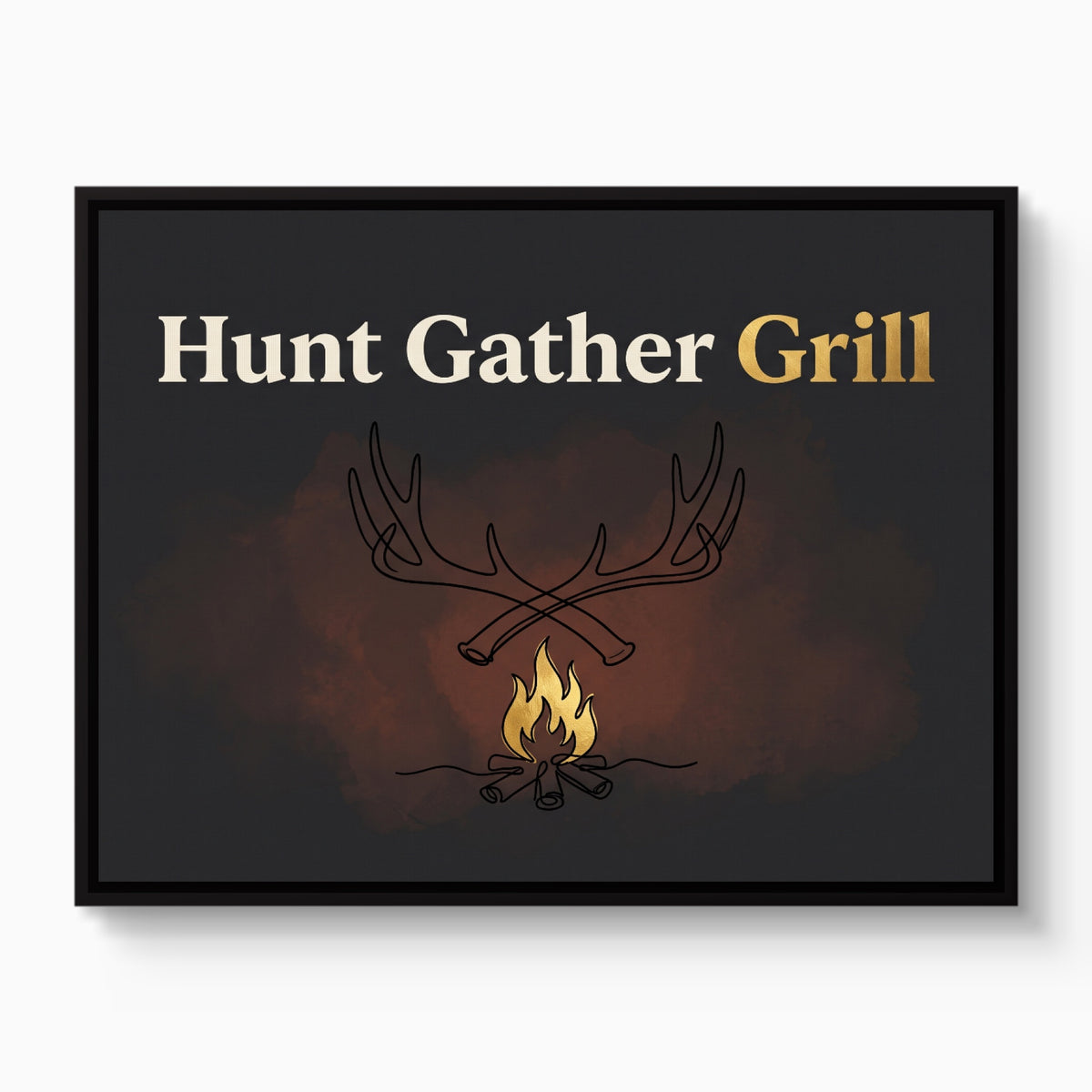 Antlers Campfire Glow — antlers campfire glow white studio framed black