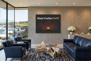 Antlers Campfire Glow — antlers campfire glow living room with ocean view 1land flush print