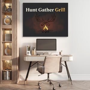 Antlers Campfire Glow — antlers campfire glow sq beige office 1land flush print