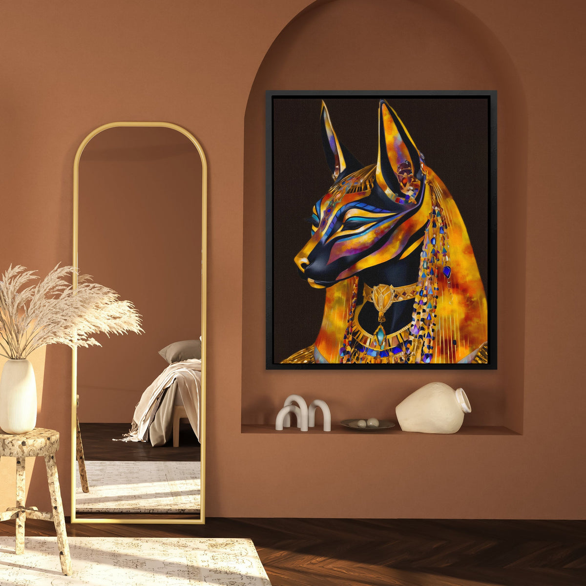 Anubis Golden Throne - Luxury Wall Art