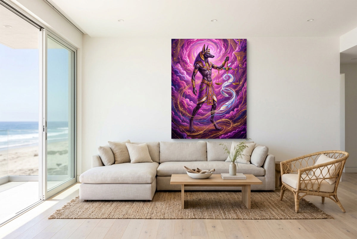 Anubis's Violet Balance — anubis's violet balance living room with couch 1port flush print