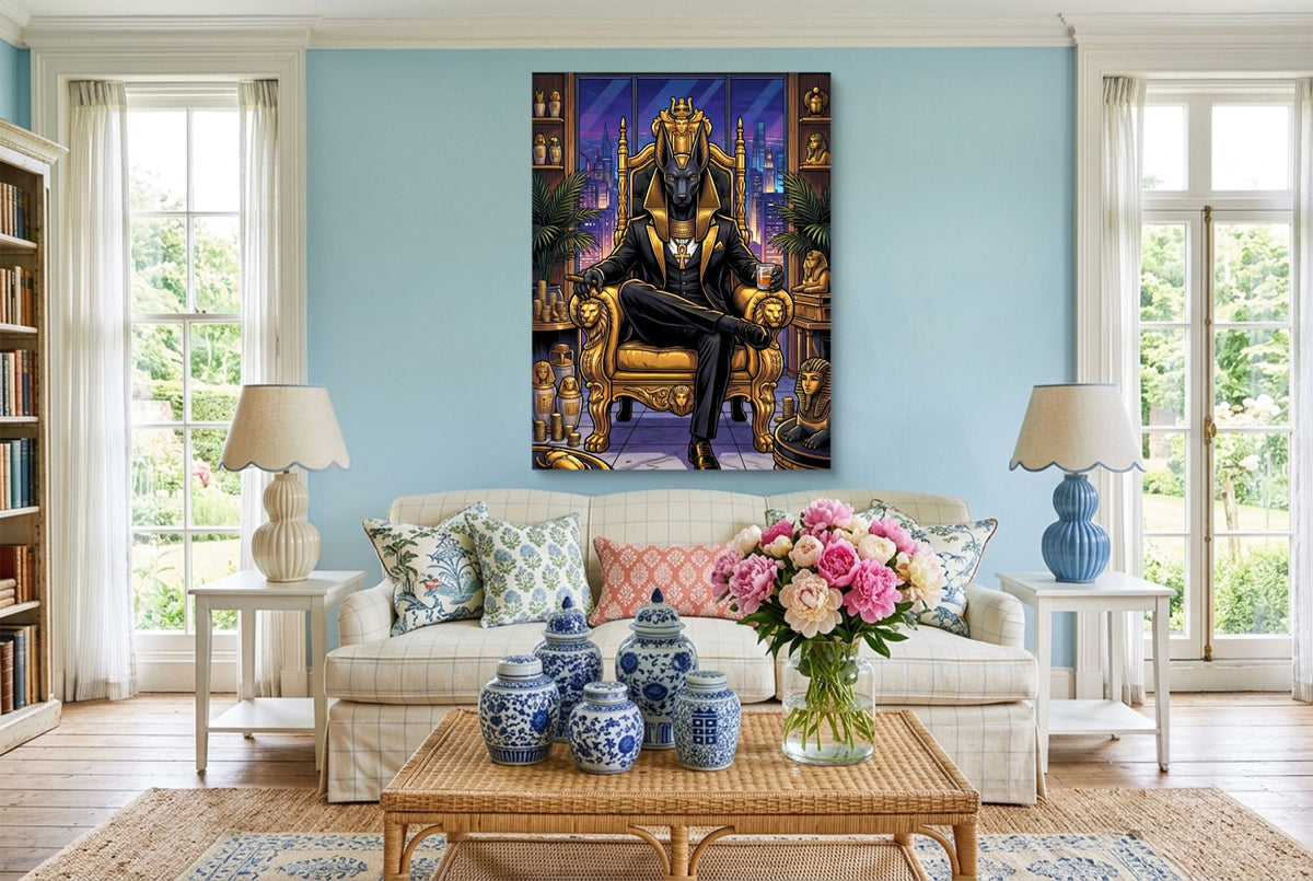 Anubis Throne Gold — anubis throne gold living room interior 3 1port flush print