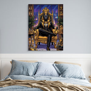 Anubis Throne Gold — anubis throne gold sq blue bedroom 1port flush print