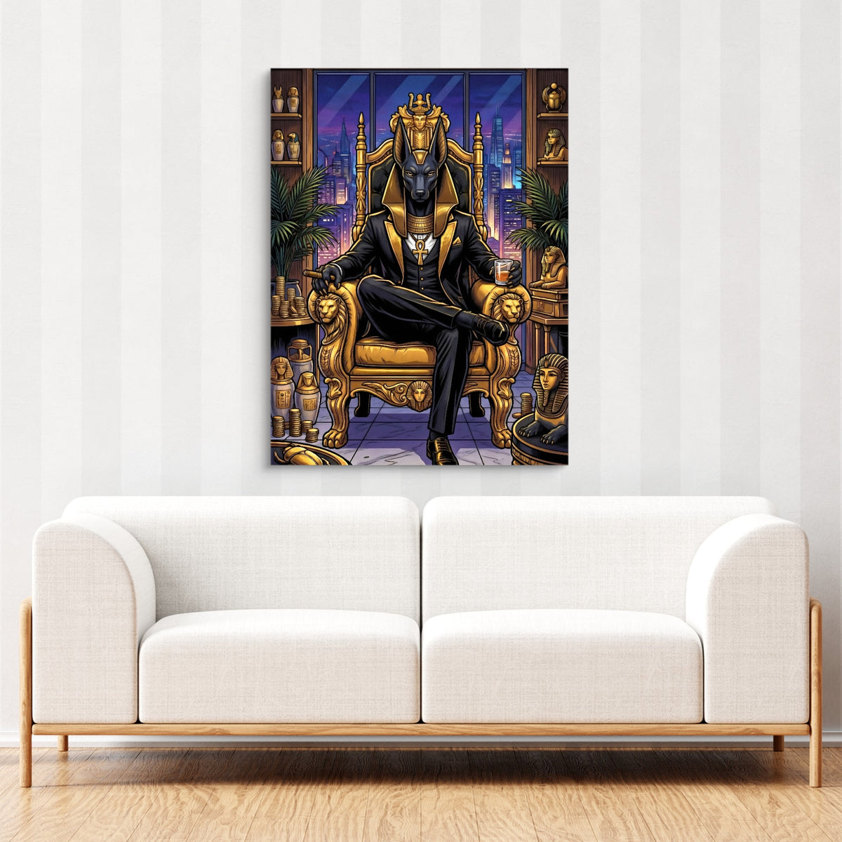 Anubis Throne Gold — anubis throne gold sq cute couch cbrown couch 1port flush print