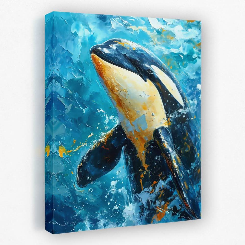 Aquatic Grace - Aqua Blue Canvas Wall Art