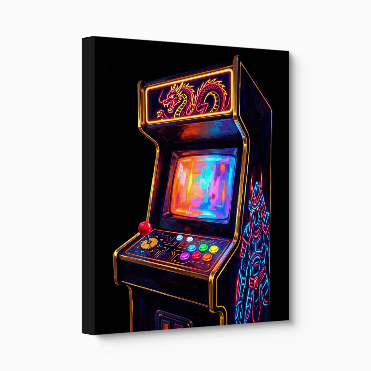 Arcade Dragon Play — arcade dragon play angled flush print