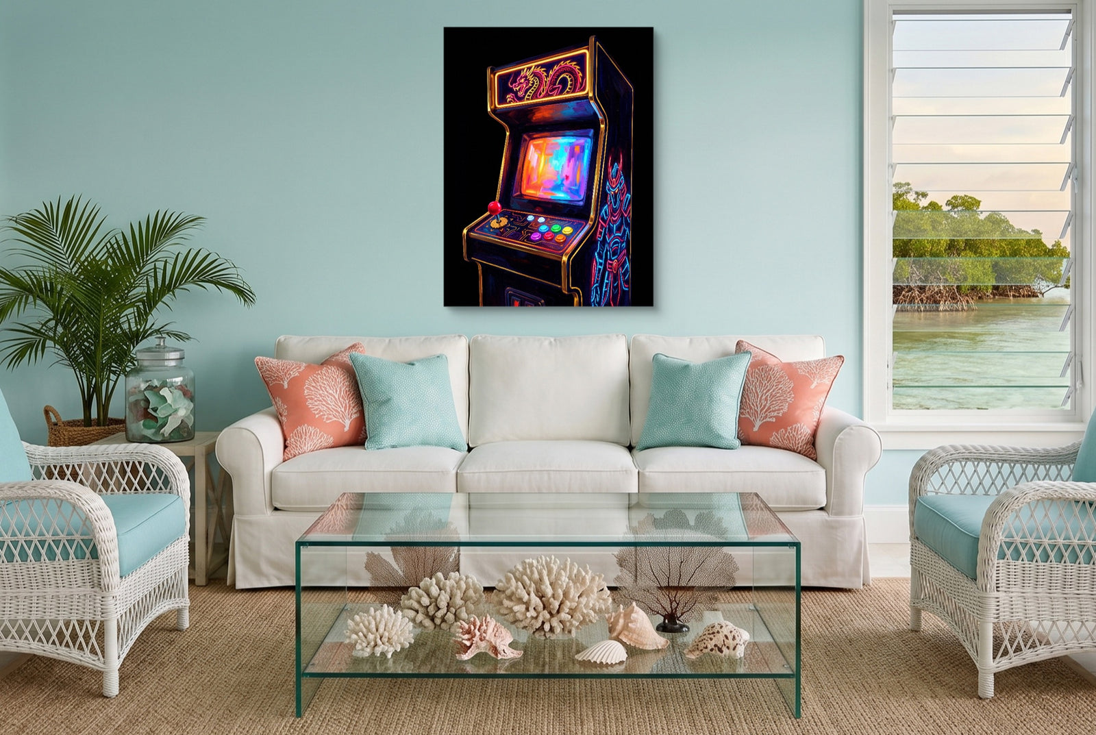 Arcade Dragon Play — arcade dragon play white studio framed black