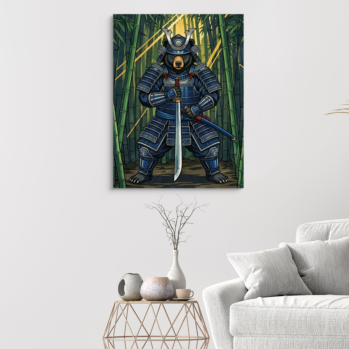 Armored Bear Katana — armored bear katana sq white walls 1port flush print