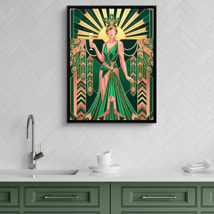 Art Deco Celebration — art deco celebration sq green kitchen 1port framed black