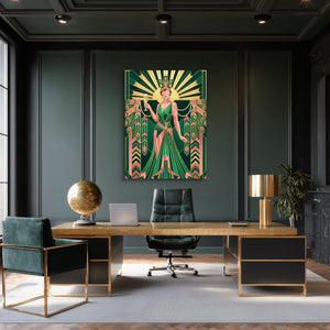 Art Deco Celebration — art deco celebration sq green office room 1port flush print