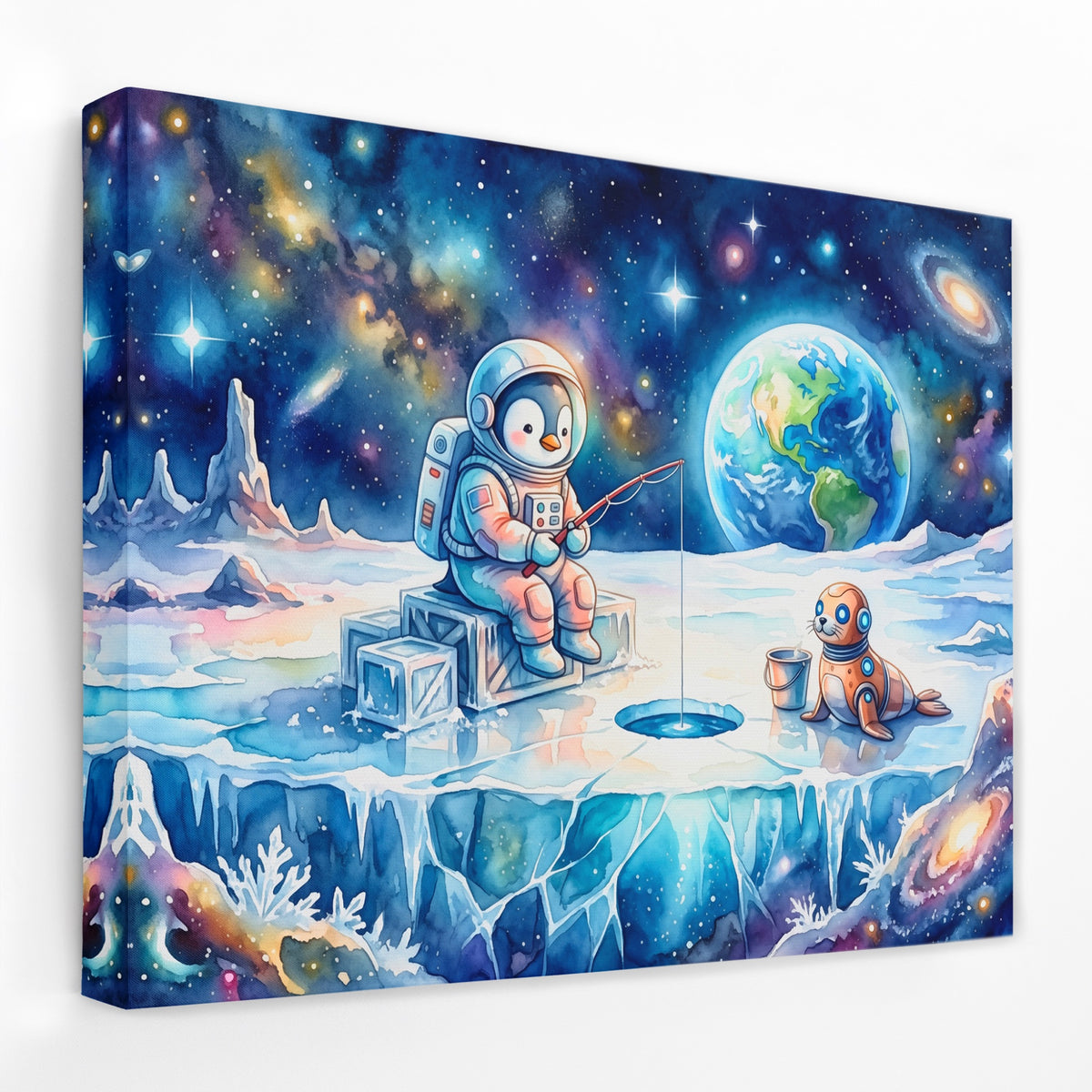 Astronaut Cosmic Fishing — Astronaut Cosmic Fishing Landscape   Side View   Mirror Wrap 137