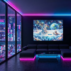 Astronaut Cosmic Fishing — Astronaut Cosmic Fishing Blue Pink Neon Room Land 11