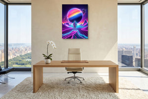 Astronaut Grid Vista — astronaut grid vista office with city view 5 1port flush print