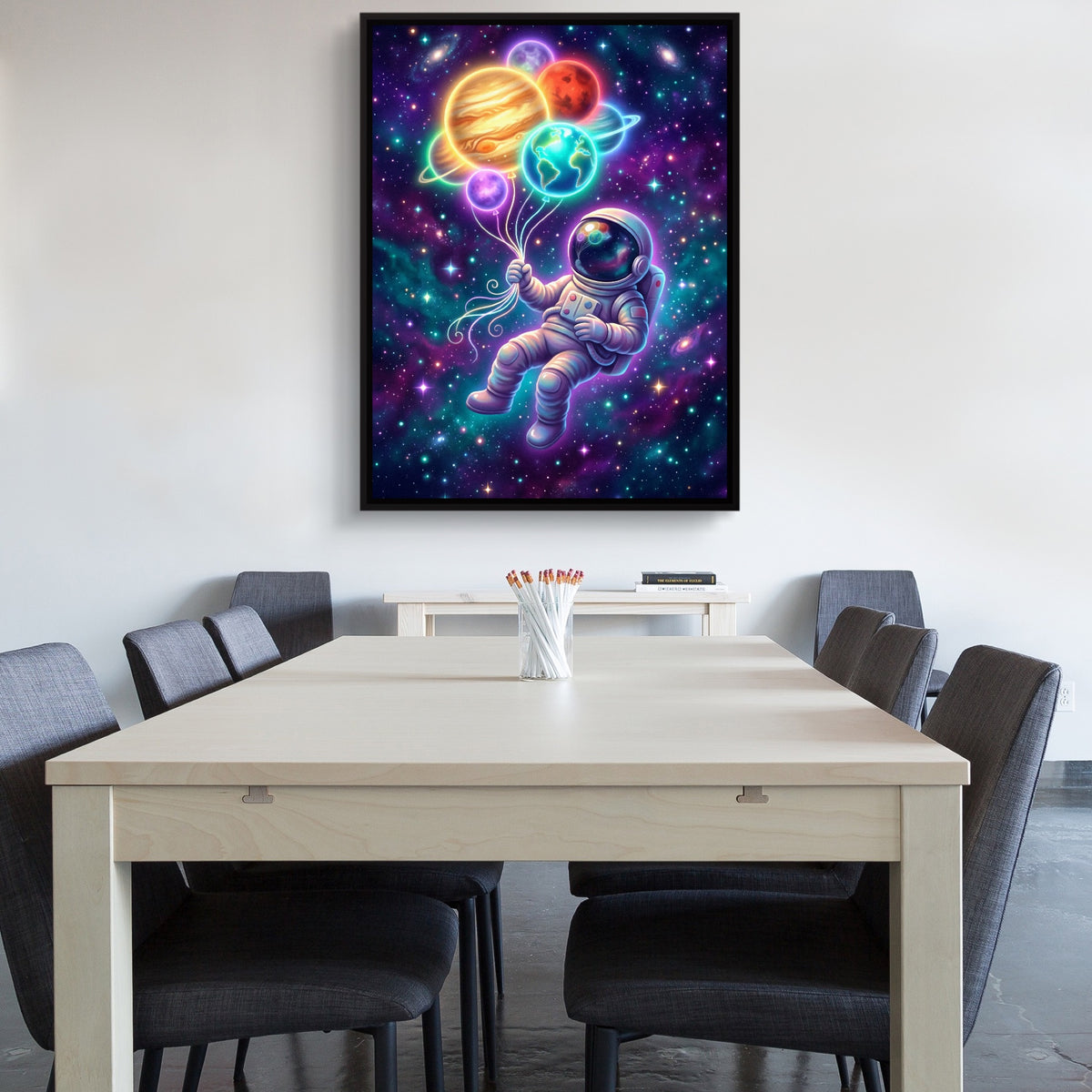 Astronaut's Planet Drift — astronaut's planet drift sq office wall 1port framed black