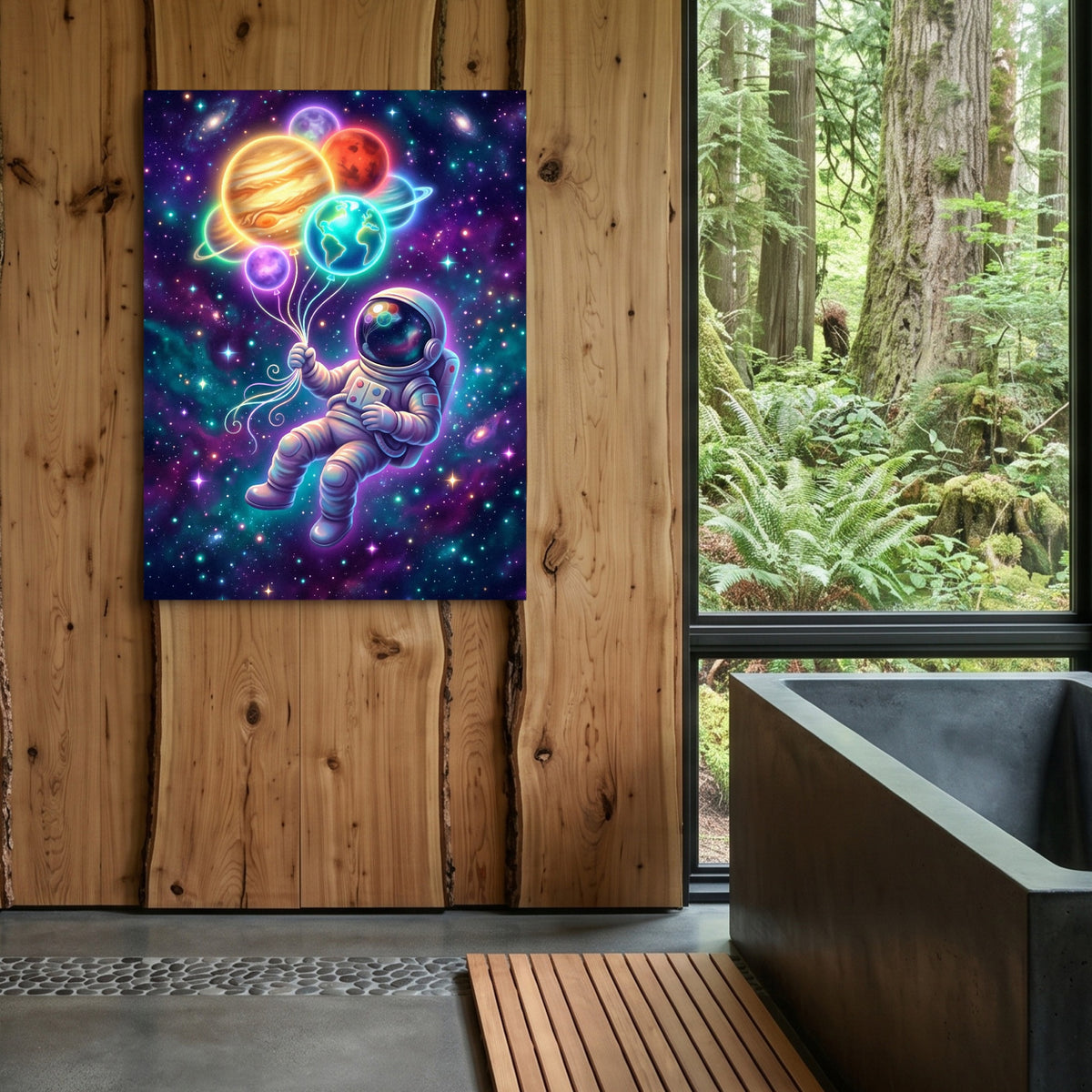 Astronaut's Planet Drift — astronaut's planet drift sq outdoor bathroom log 1port flush print