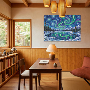 Aurora Borealis Reflection — Aurora Borealis Reflection Wood Minimalist Room Land 246
