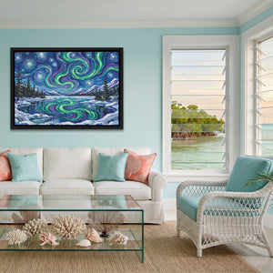Aurora Borealis Reflection — Aurora Borealis Reflection Coastal Calm Land 48