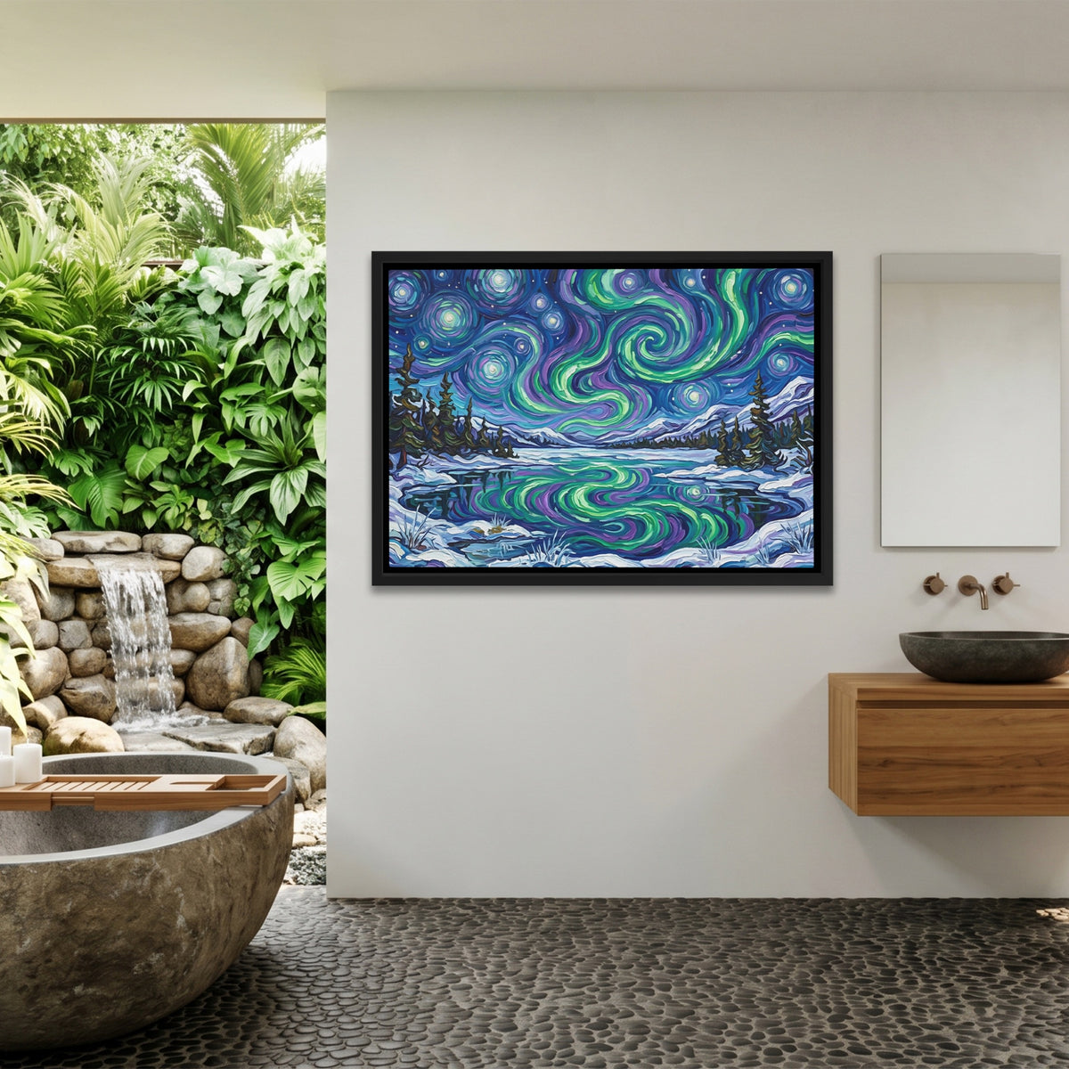 Aurora Borealis Reflection — Aurora Borealis Reflection Outdoor Bathroom Land 174