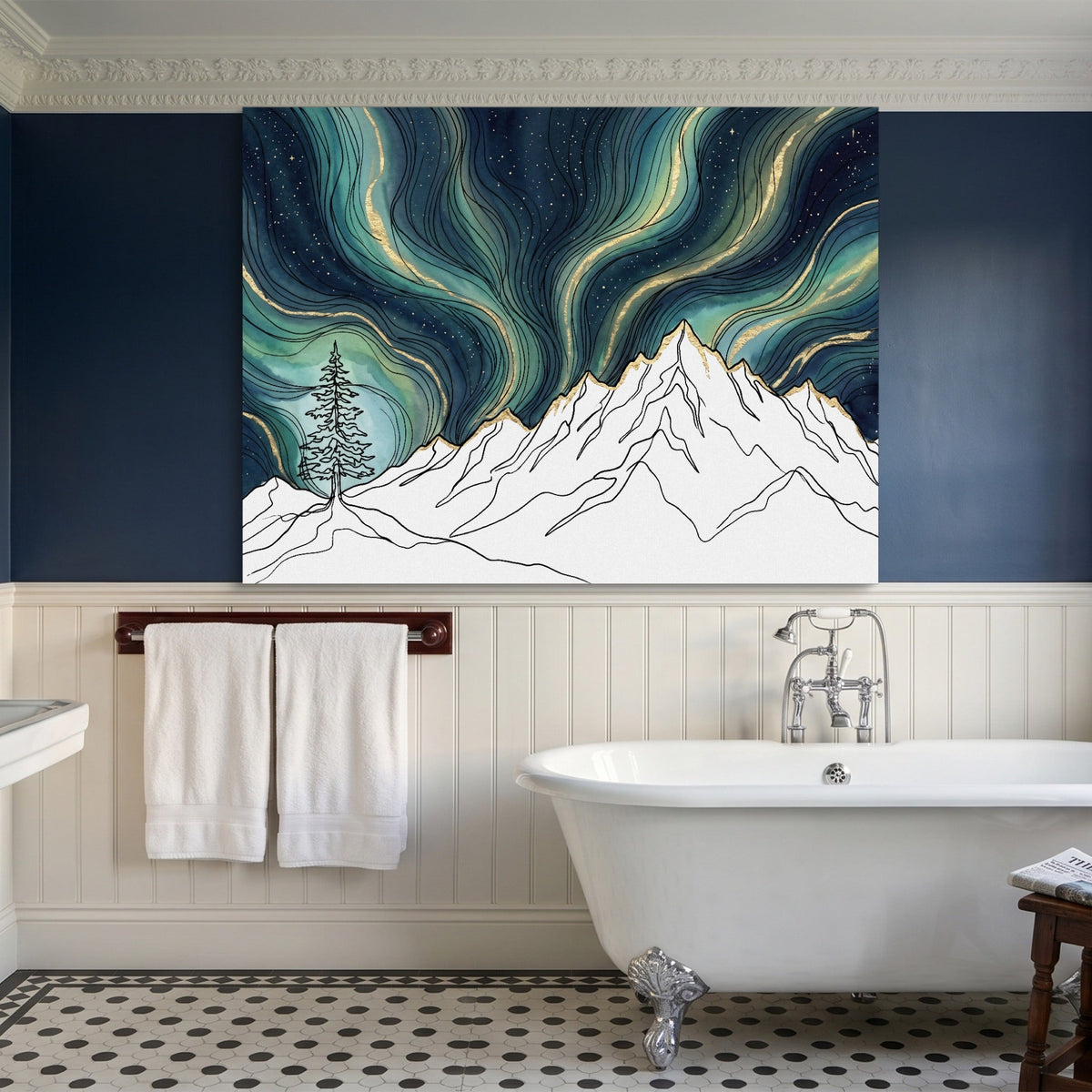 Aurora Mountain Night - Luxury Wall Art
