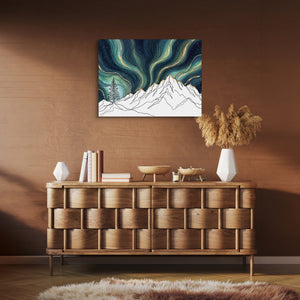 Aurora Mountain Night - Luxury Wall Art