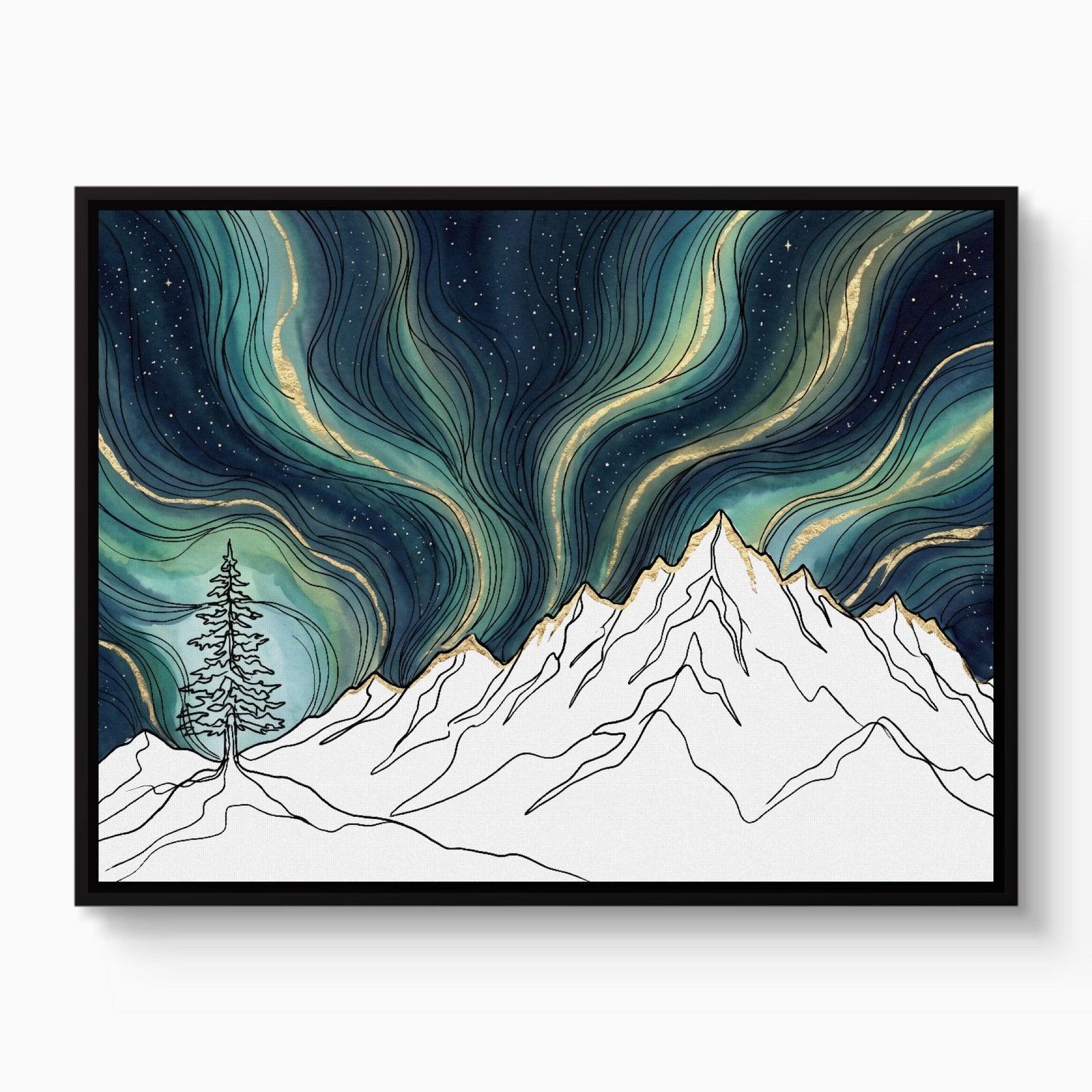 Aurora Mountain Night - Luxury Wall Art