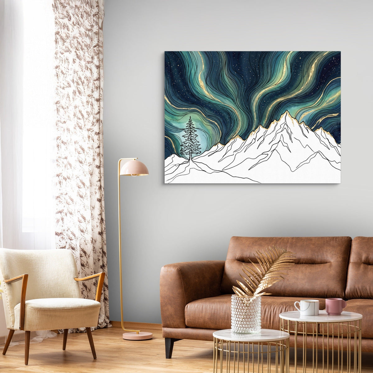 Aurora Mountain Night - Luxury Wall Art