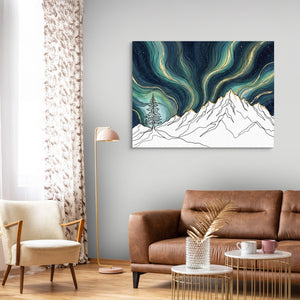 Aurora Mountain Night - Luxury Wall Art
