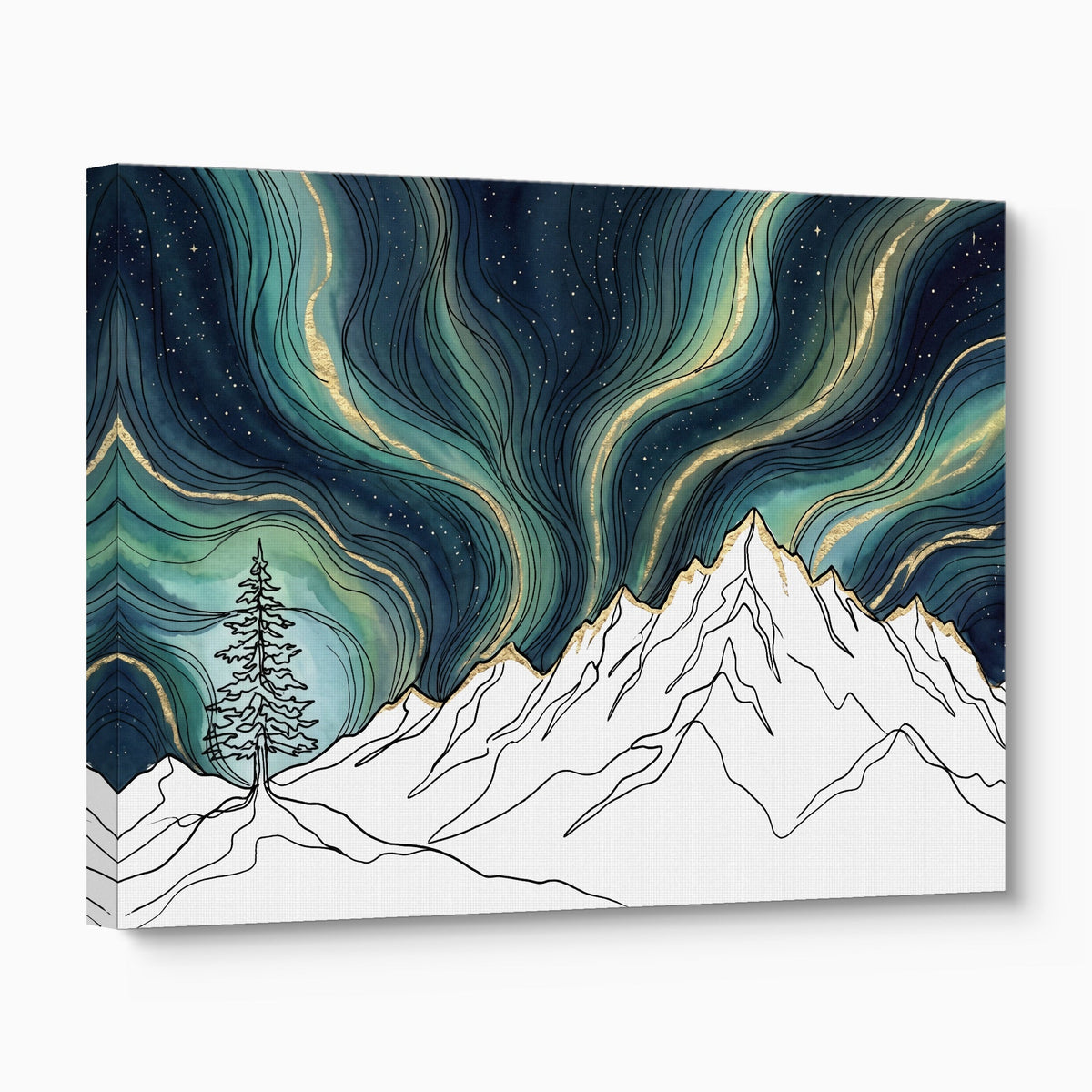 Aurora Mountain Night - Luxury Wall Art