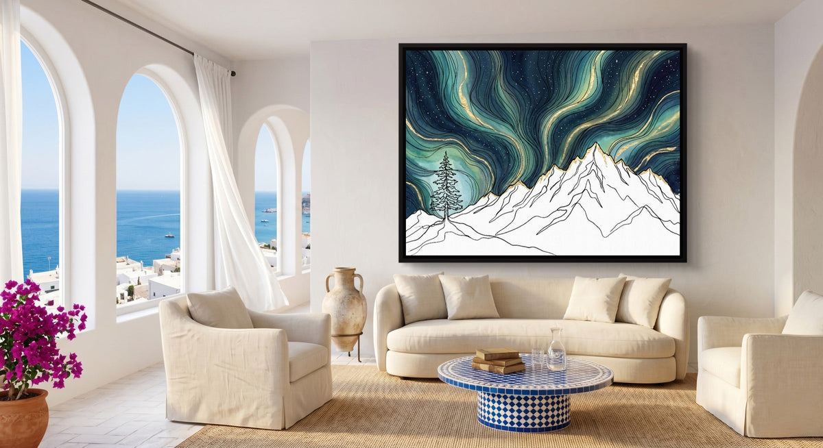 Aurora Mountain Night - Luxury Wall Art